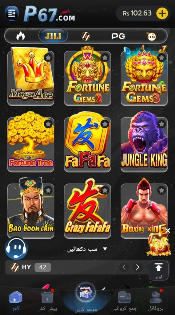 PK67 game interface image
