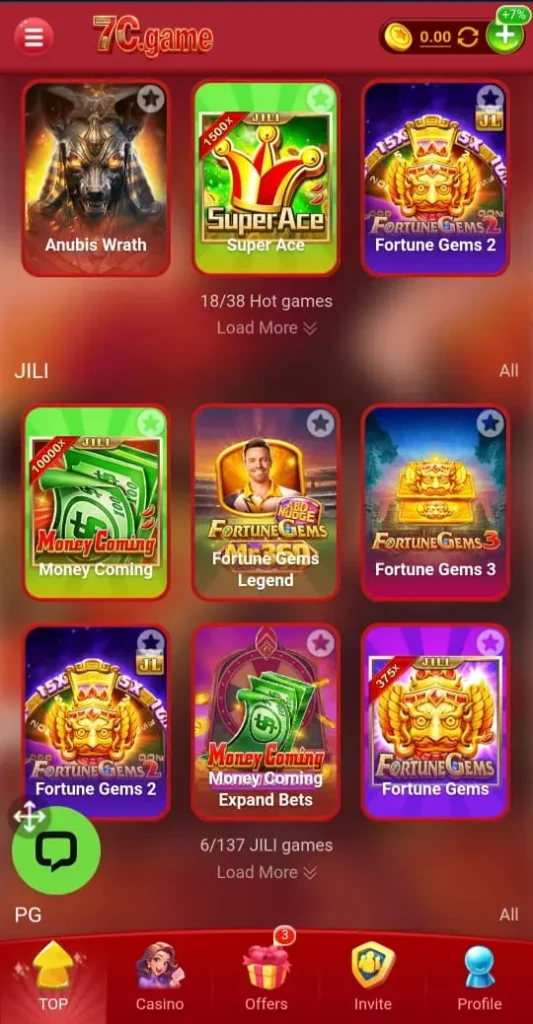 7c game interface